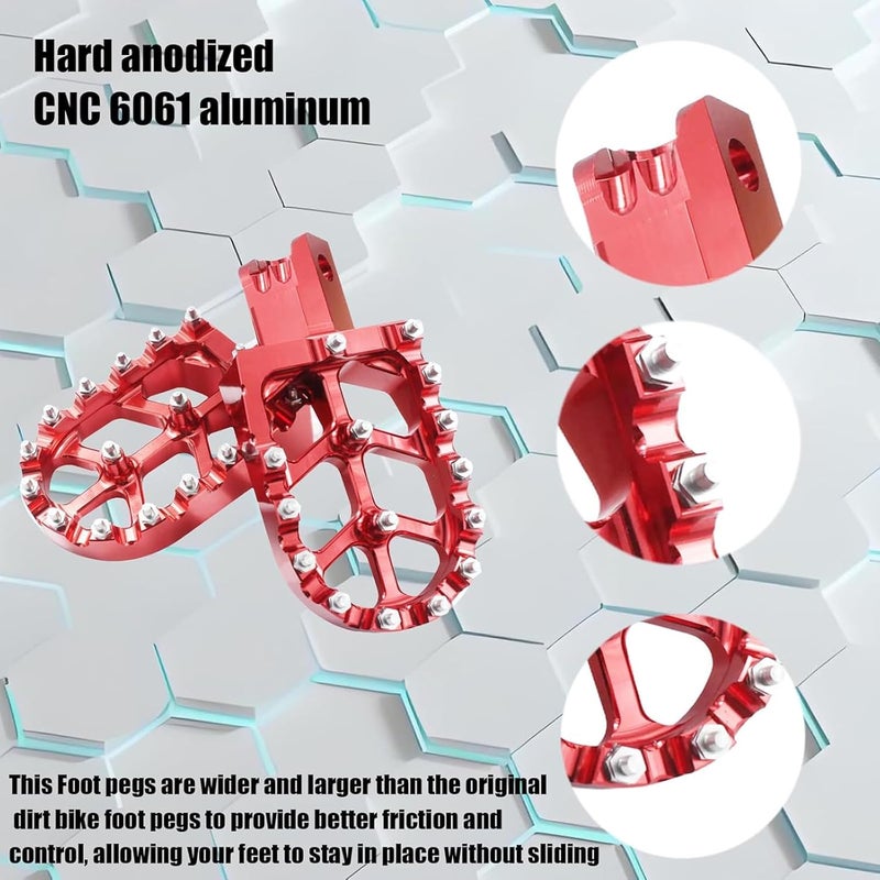 Adsspro Motorcycle CNC Aluminum Foot Pegs Foot Pedals Rests Footpegs For CT200U CT200U-EX BT200X CT100U Mega Moto Trail 100cc 212cc 196cc mini bikes Dirt Pit Bike (Red) - Image 3